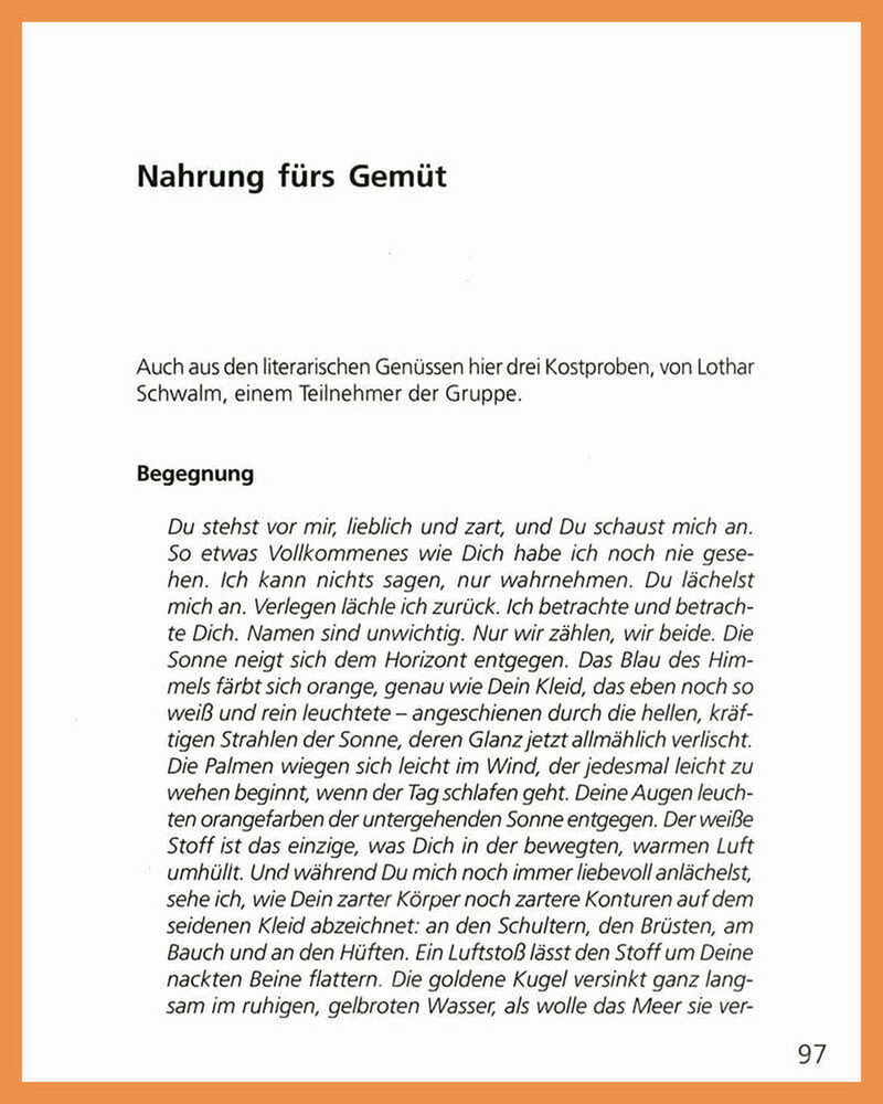 Scan: Hier ist die erste Seite des Kapitels mit dem Beginn des ersten meiner drei erotischen Texte zu sehen.