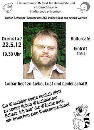 Grafik: Die Kollegen aus dem Autonomen Behindertenreferat haben das Plakat zur Lesung gestaltet.