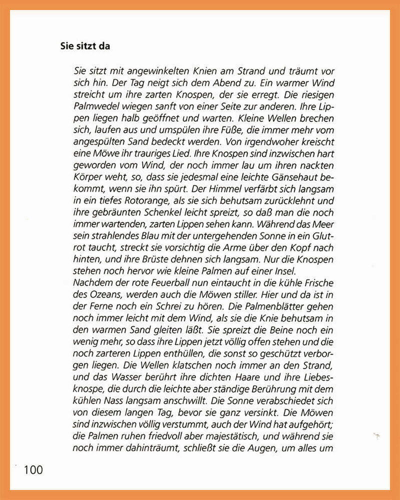 Scan: Hier ist die vierte Seite des Kapitels mit dem Beginn des dritten Textes "Sie sitzt da" zu sehen.