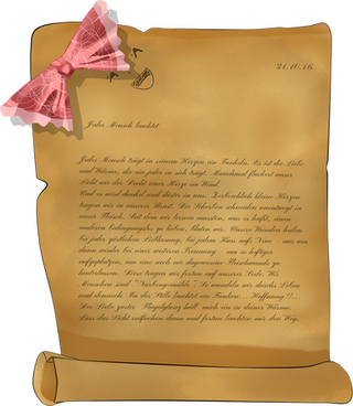 Grafik: Ein Text, der in eine Papierrollen-Grafik eingebettet ist.