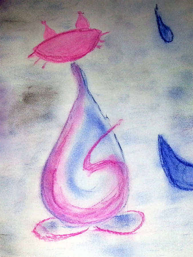 Malbild: Eine rote Katze geht nieder. Malbild: Eine rote Katze geht nieder.